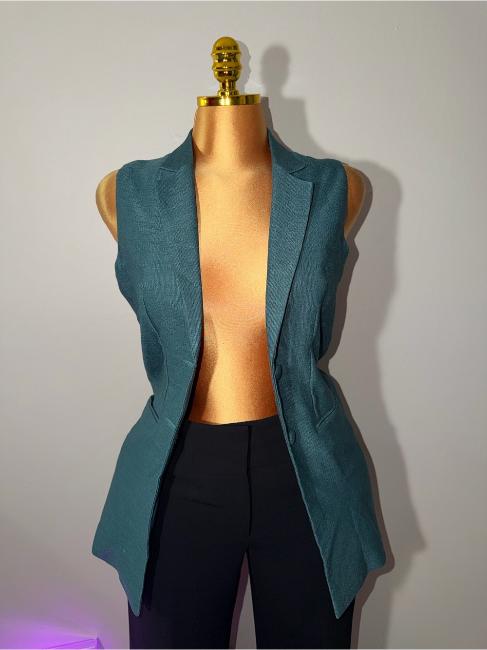 Teal Sleeveless Blazer Vest